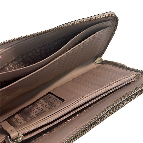 Kate Spade Wellesley Taupe Multiple Slots and Pockets Zip Around Long Wallet - Picture 4 of 13